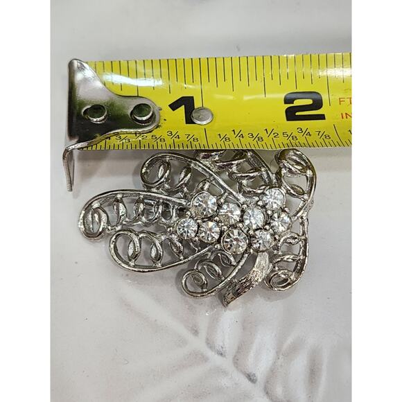 Vintage Clear Rhinestone Mid Century Brooch - Picture 7 of 7